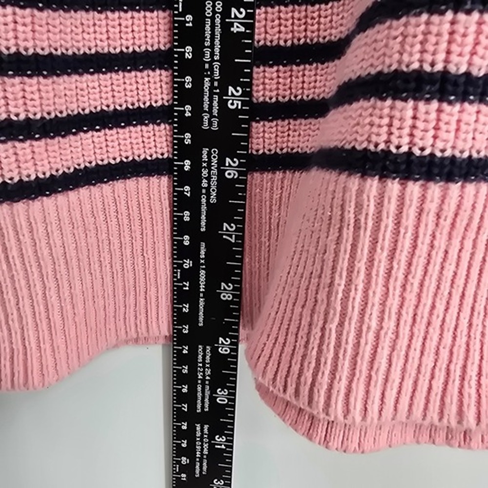 GAP Women's Pink Striped V-Neck Sweater‎ Size Large Long Sleeve Knit Top - Picture 7 of 9
